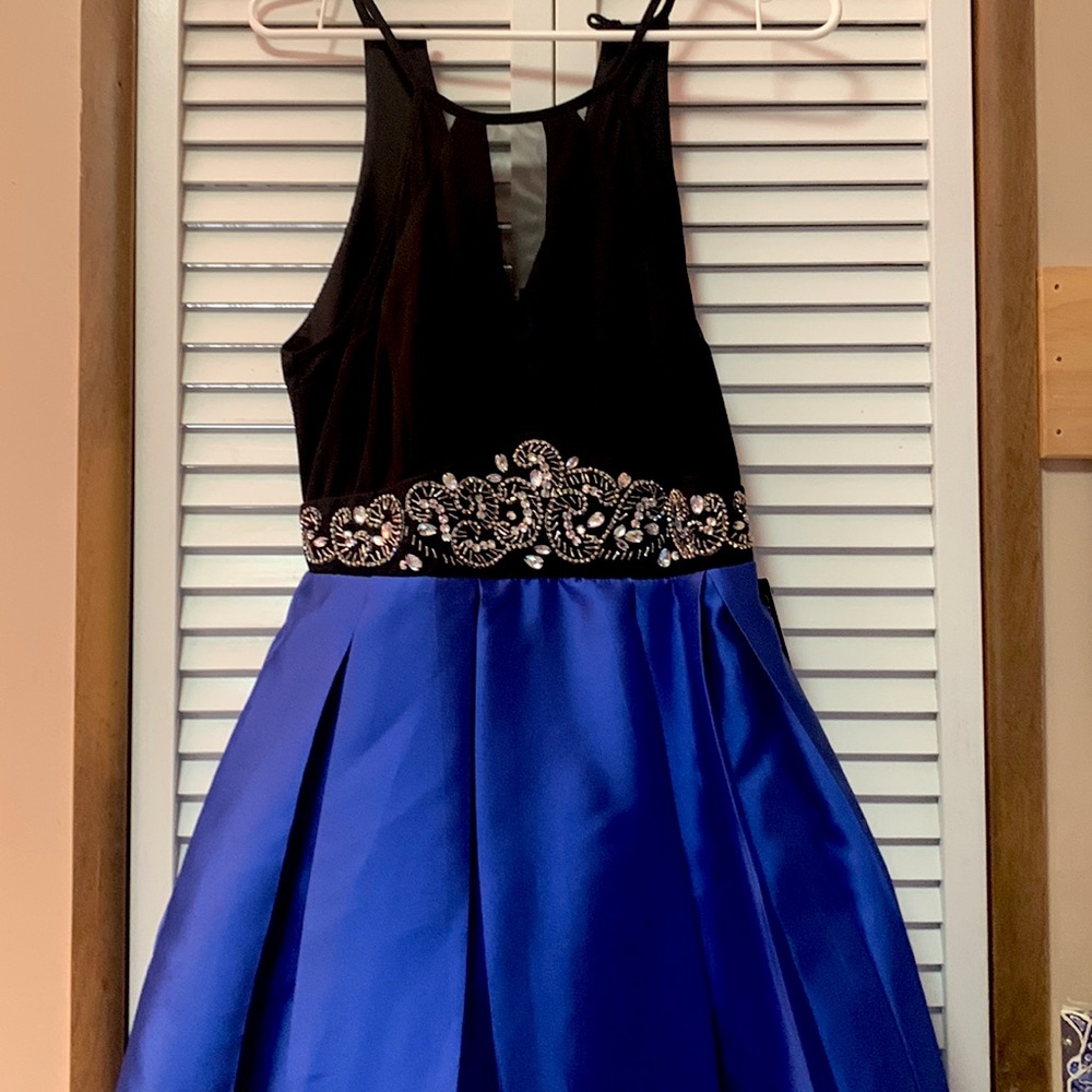 Nights by teeze me - blue satin evening gown/prom dress- never worn with tags